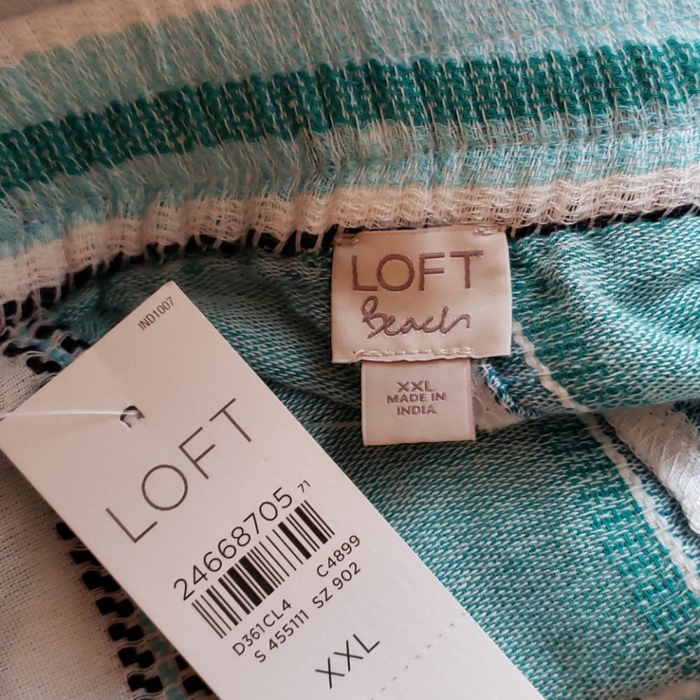 LOFT Beach Striped Frayed Drawstring Short XXL NEW - Picture 9 of 10